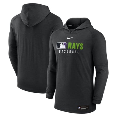  Tampa Bay Rays Nike Authentic Collection Lightweight Dri-FIT Hoodie - Heather Black